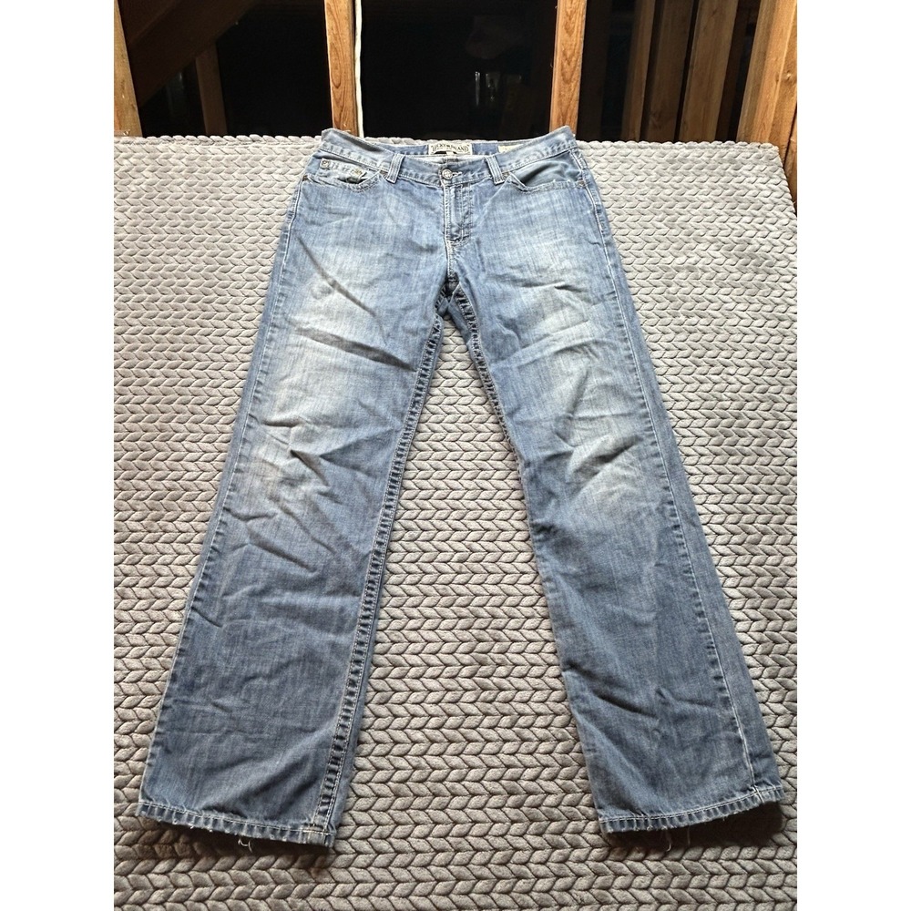 Lucky Brand Hipster Jeans Mens 34 X 31 Blue Low Rise Straight Leg Y2K Distressed